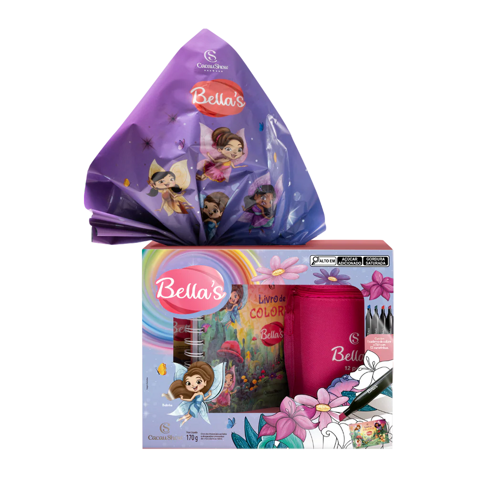 Ovo de Páscoa ao Leite Caderno e Canetas Bella's 170g