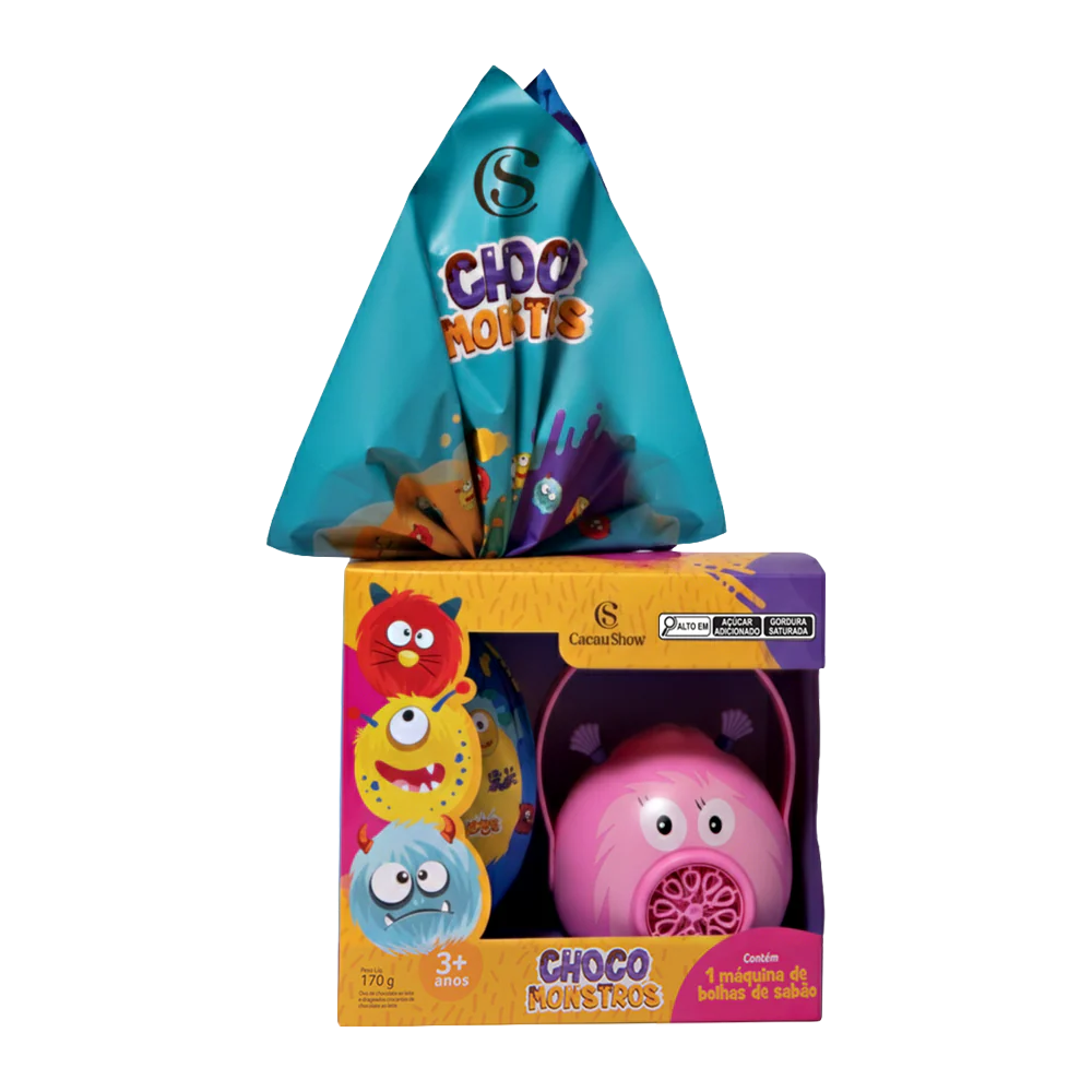 Ovo de Páscoa ao Leite Chocomonstros Bolha de Sabão Claudete 170g